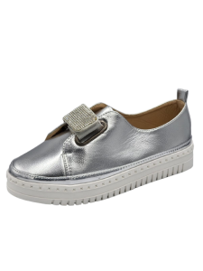Silver Pingu Casual Sneakers With soft Flat Heel