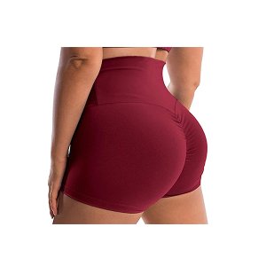 Women's High Waist Yoga Shorts Scrunch Butt Shorts Bottoms Tummy Control Butt Lift Quick Dry Solid Red