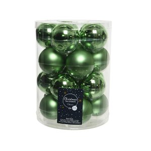St Charles Christmas Baubles 6 cm x 20 Pieces Matt Gloss Light Green May Green Apple Green
