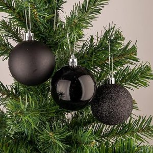 St Charles Christmas Baubles Shatterproof Black, Christmas Tree Decorations Ball Ornaments Balls Xmas Hanging Decorations Holiday Decor - Shiny, Matte, Glitter