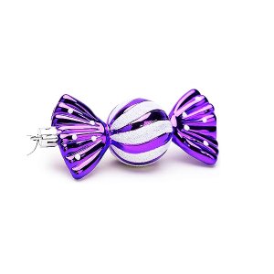 St Charles Pack of 5-110mm Large Sweet Shaped Baubles - Shiny & Glitter Decorated - Christmas Baubles Purple