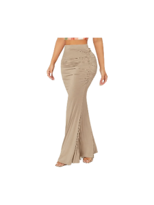 High-Waist Ruched Mermaid Maxi Skirt for Women - Bodycon Fit & Sexy Style