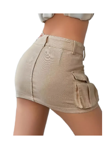 Cargo Chic: High Waist Mini Skirt with Flap Pockets - Spring & Summer Style