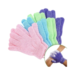 4 Pack Exfoliating Shower Mitts: Double-Sided Scrub for Smooth & Radiant Skin ( 4 Random colors )