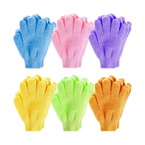 4 Pack Exfoliating Shower Mitts: Double-Sided Scrub for Smooth & Radiant Skin ( 4 Random colors )