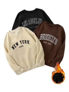 3pcs Letter Print Crew Neck Sports Sweatshirt, Long Sleeve Pullover Casual Top, Women's Clothing