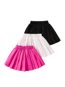 Adorable Girls' 3-Piece Heart Graphic Pleated Skirt Set | Preppy Party Outfit