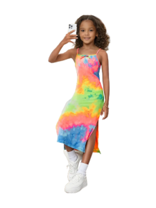 Girls' Tie Dye Spaghetti Strap Slit Hem Dress | Trendy Summer Outfit