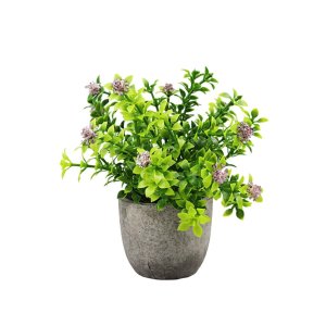 Lush Green Artificial Plant in Rustic Stone Pot