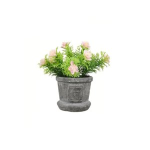 Frilly Pink Blossom Artificial Plant in Stone Pot