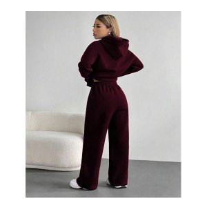 The Prestige Edit women's casual letter print hoodie & jogger set - Maroon