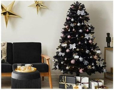 P A Black Artificial Christmas Tree with Decorations 210